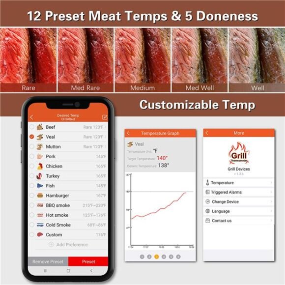 Bluetooth Meat Thermometer Wireless Meat Thermometer, Wireless Digital - Picture 5 of 7